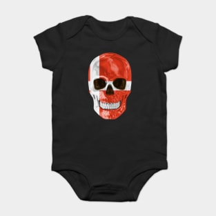 Denmark Flag Skull - Gift for Danish With Roots From Denmark Baby Bodysuit